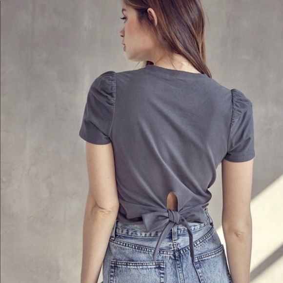 Grey Twist Front Top Crop - Picture 5 of 6